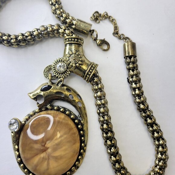 Large Dragon or Serpent Pendant Statement Necklace - Picture 11 of 14